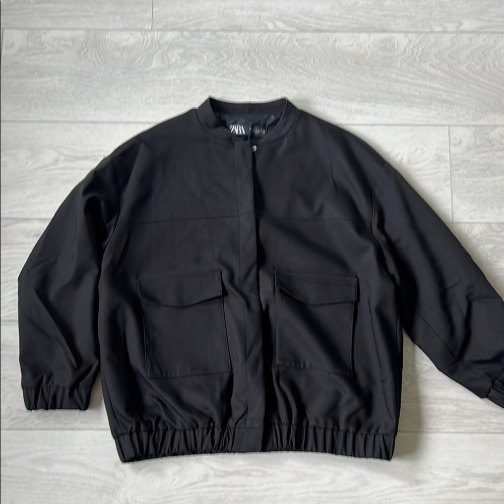 Zara Long Patch Pocket Bomber Jacket - image 1